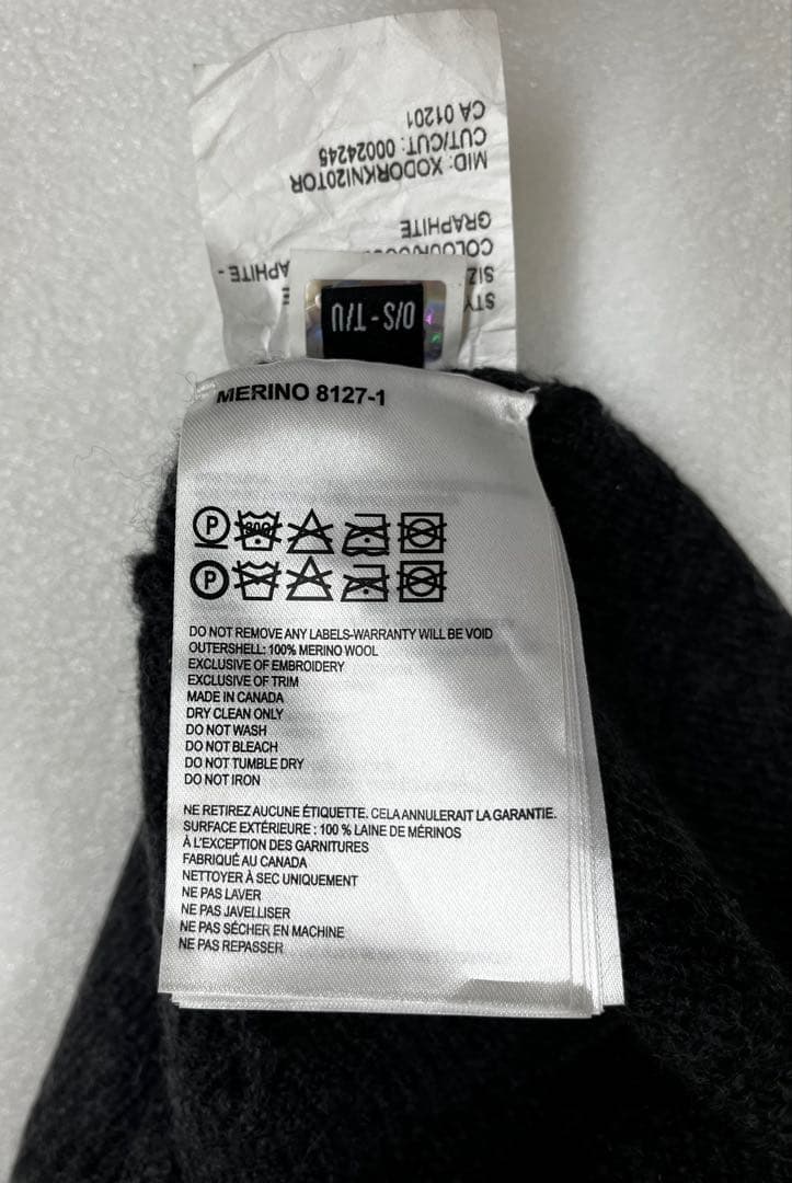 【美品・正規品】  メリノウール ニットキャップ濃いグレー