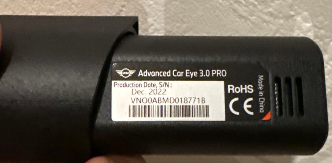  MINI純正 ドラレコ　アドバンスドカーアイ3 プロ 2022