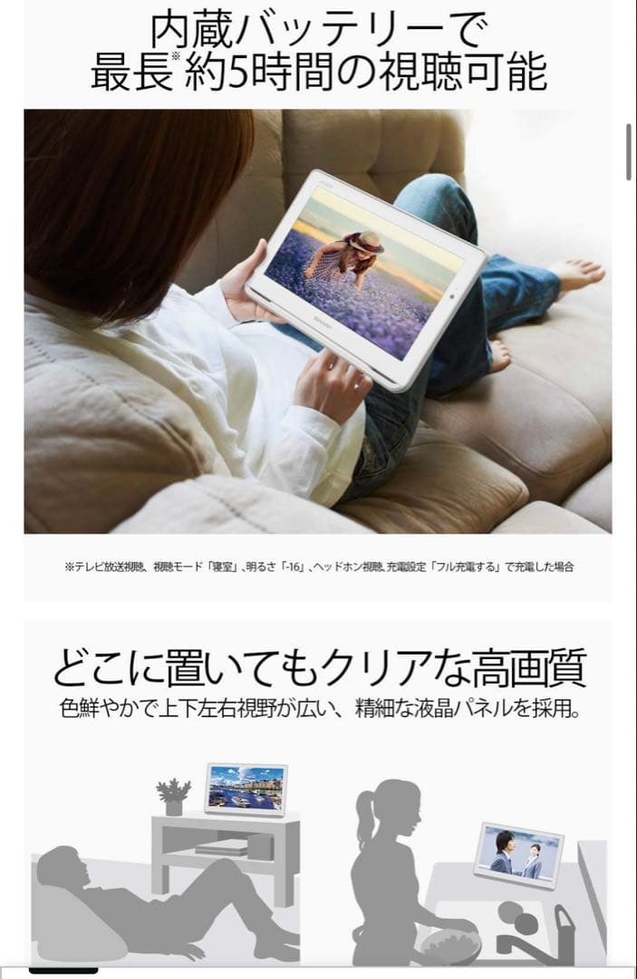 中古SHARPAQUOS　2T-C12AFポータブルテレビ　18年製　防水お風呂