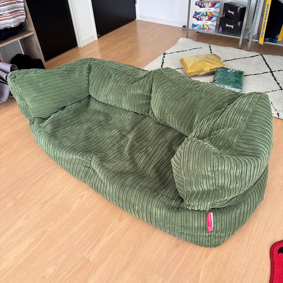 【取りに来れる方限定】lounge pug コーデュロイソファ オリーブグリーン