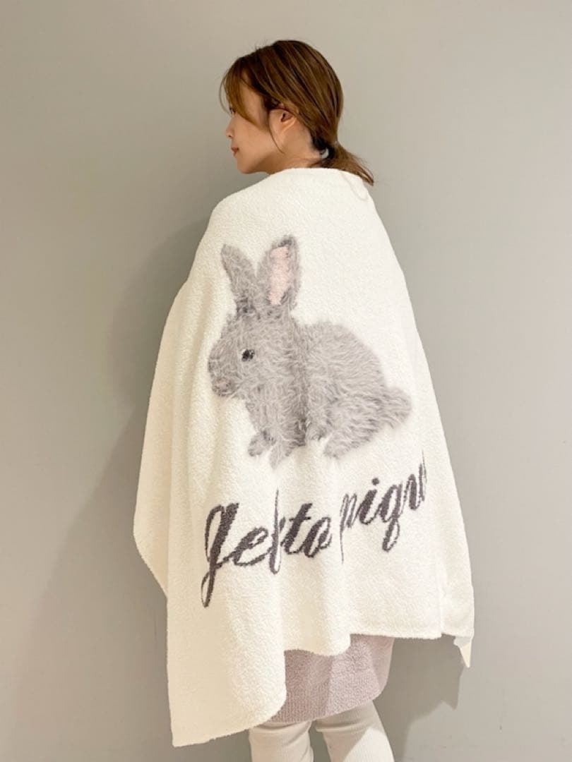 ジェラートピケ ベビモコ ラビットジャガードブランケット　うさぎ