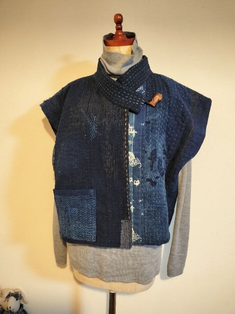 古布襤褸ボロ前空きベスト