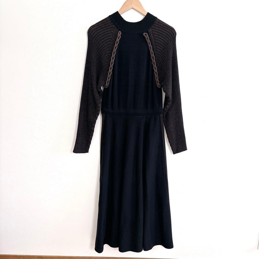 PAMEO POSE Chain Line Knit Dress ロング 黒