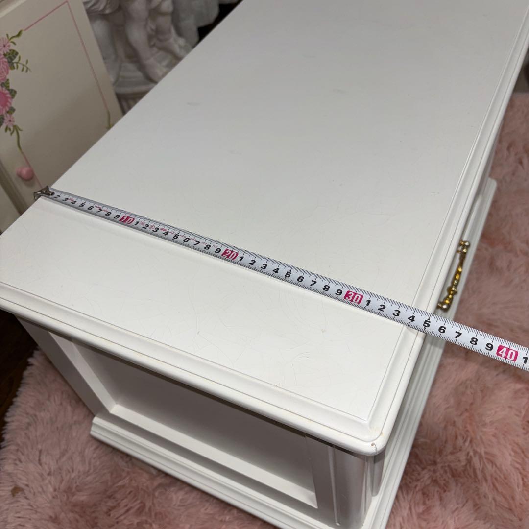 ロココ調　猫脚テレビ台　ホワイト　コンパクトサイズ