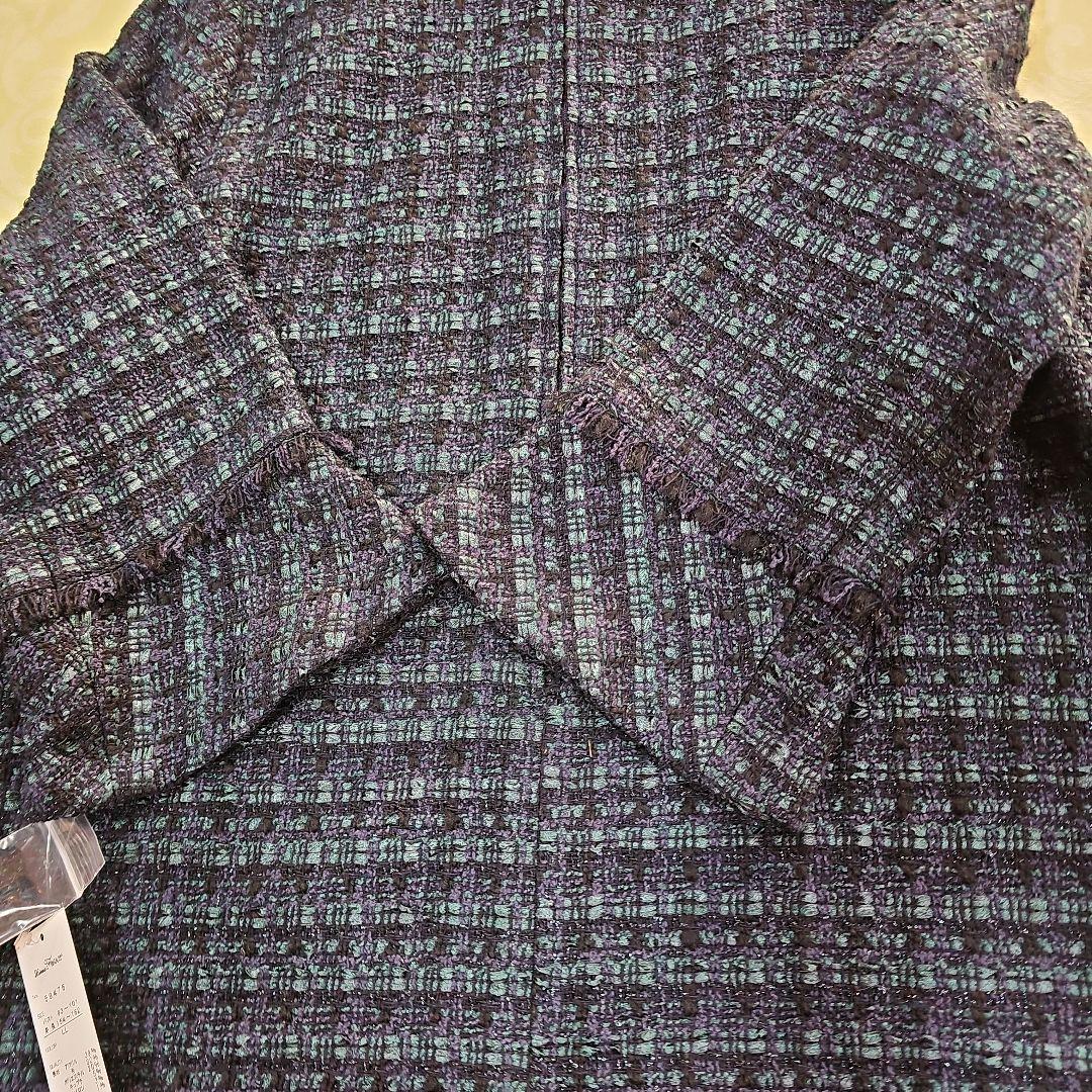 リネアフレスコのダークブルー ツイード風 七分袖チュニック