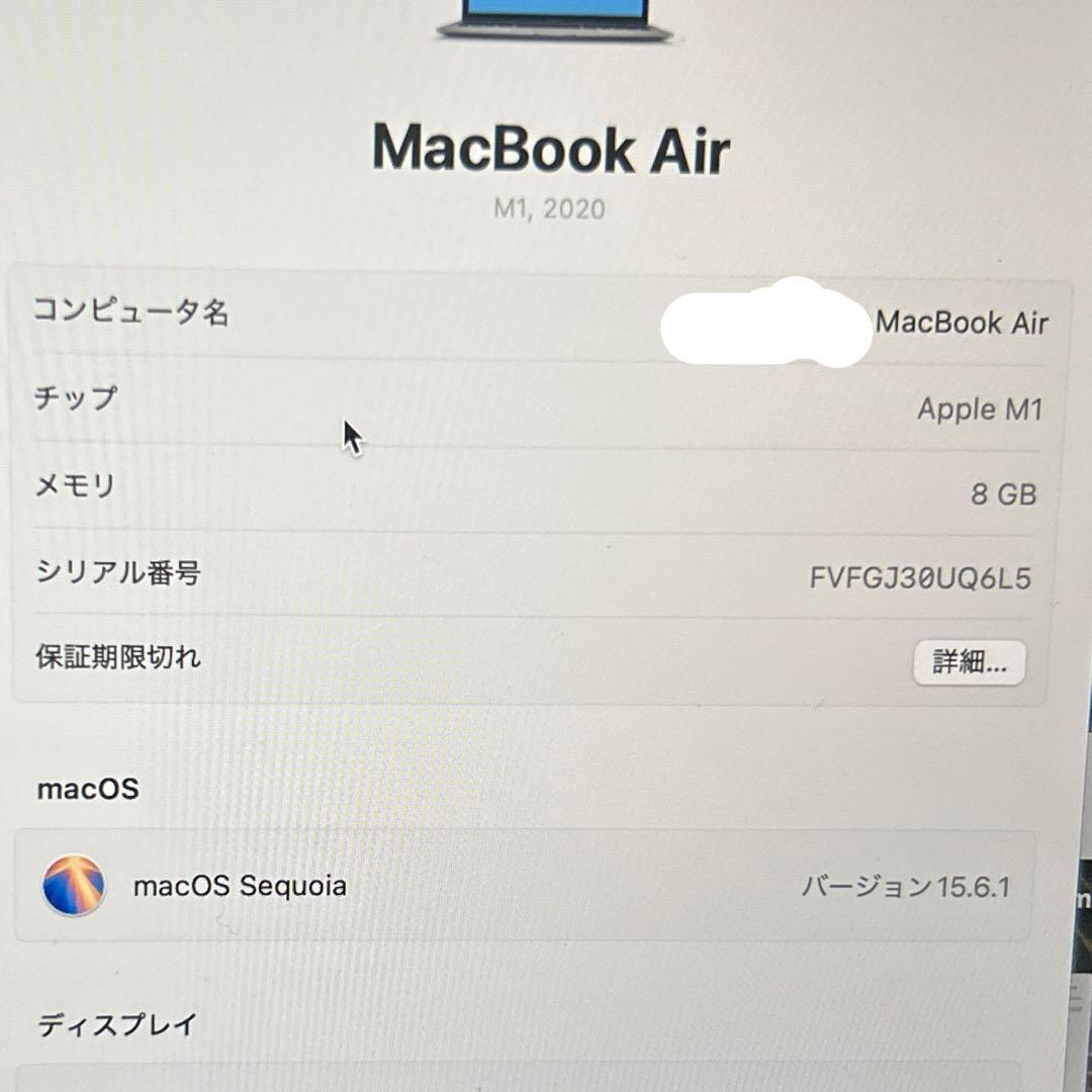 MacBook本体 MacBook Air (Apple M1, 8GB, 512gb)