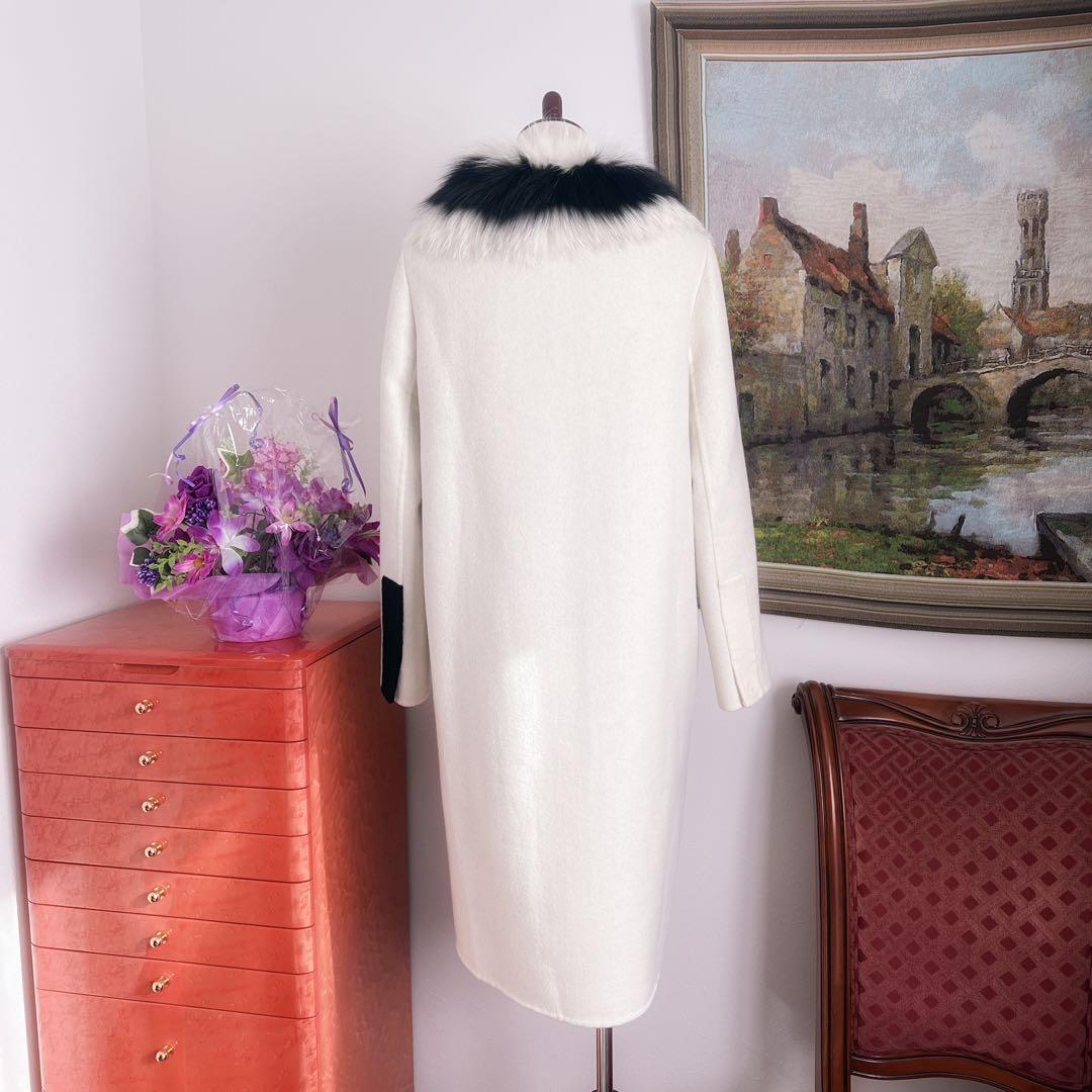 美品　FENDIフェンディ フォックス　ファー　カシミヤ ダブルフェイス　コート