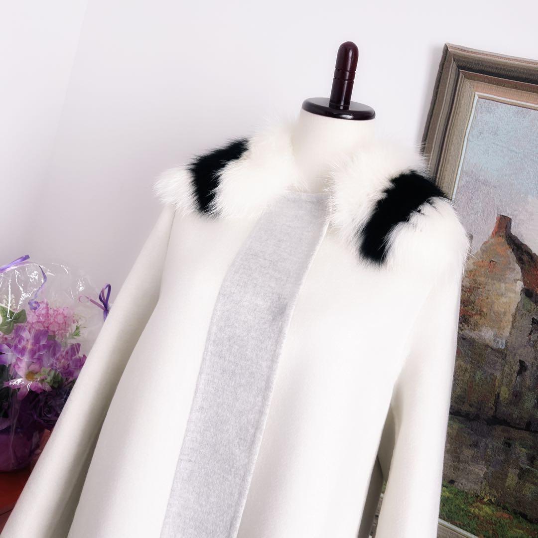 美品　FENDIフェンディ フォックス　ファー　カシミヤ ダブルフェイス　コート