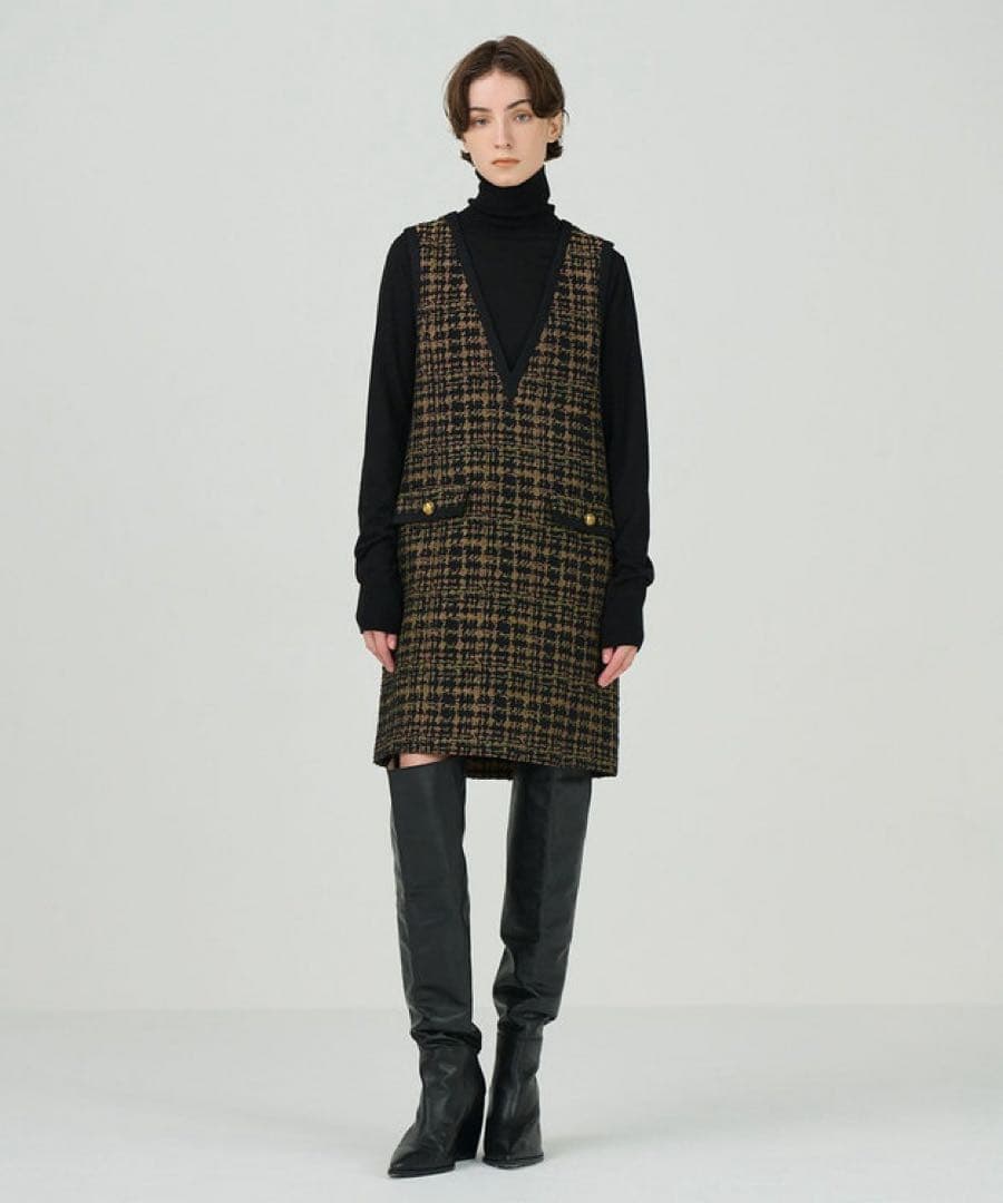 グレースコンチネンタル　チドリツイードワンピース　36