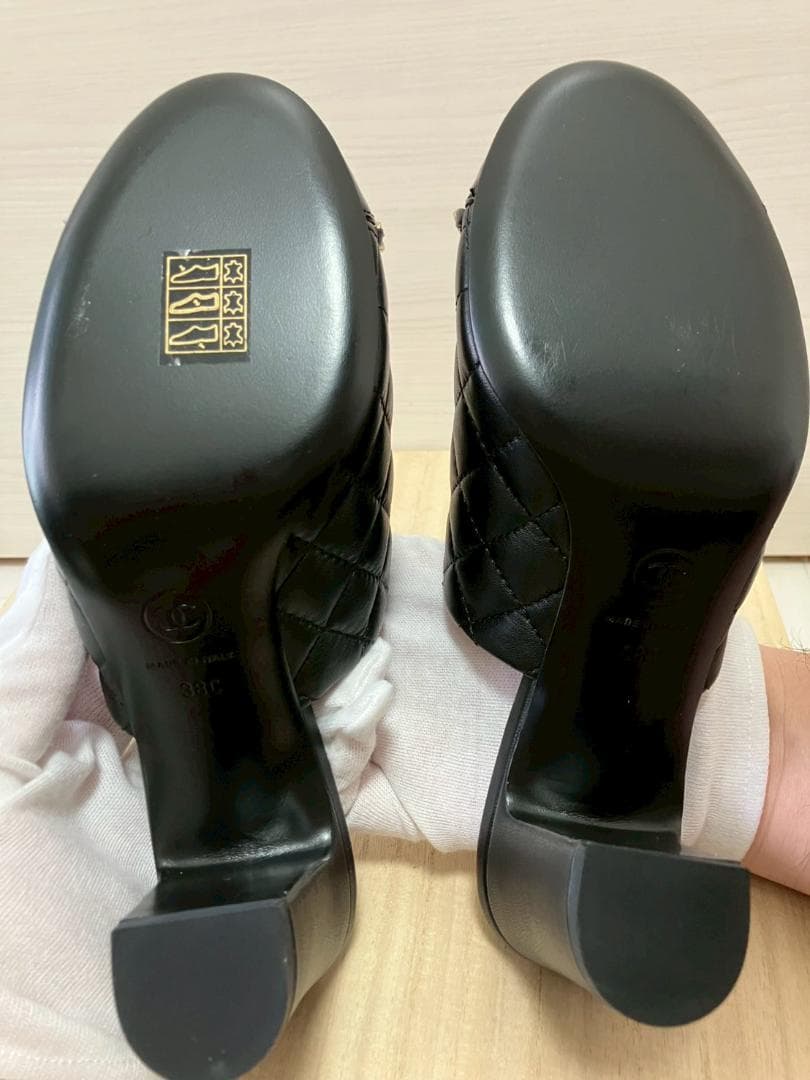 【極上】Chanel マトラッセ チェーンサンダル 38C 約24cm シャネル