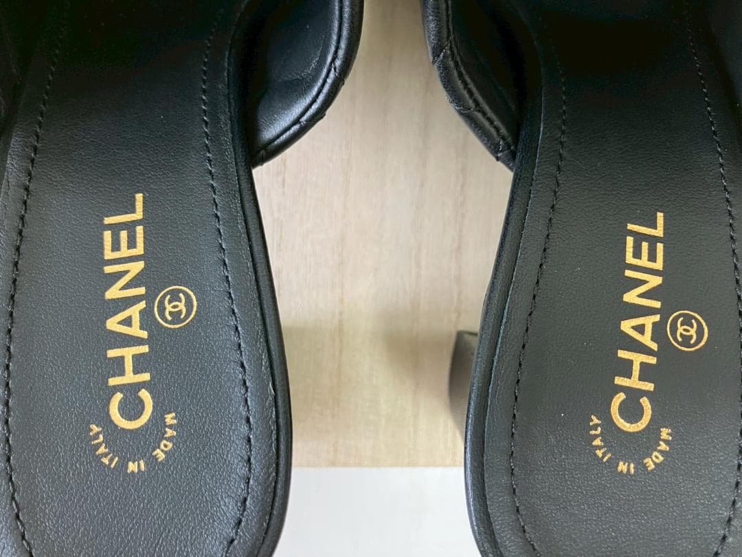 【極上】Chanel マトラッセ チェーンサンダル 38C 約24cm シャネル