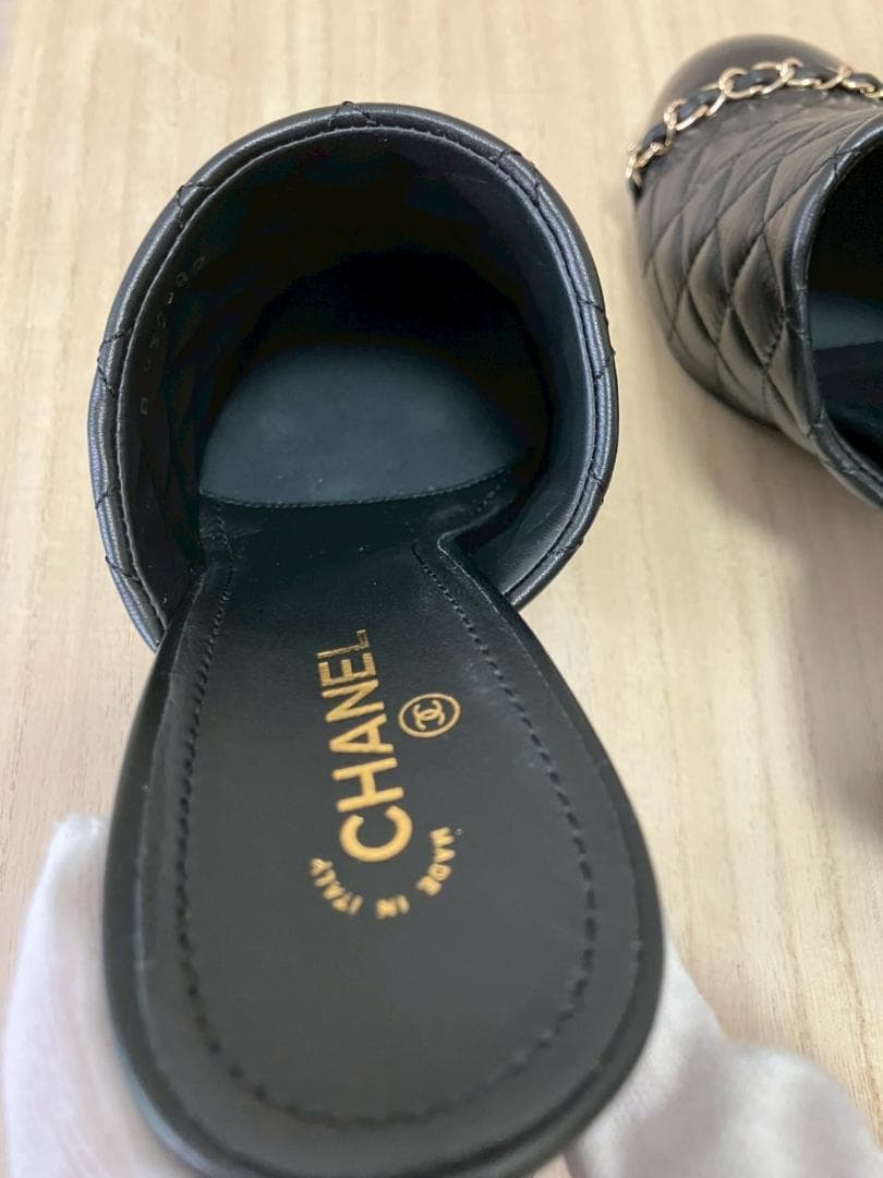 【極上】Chanel マトラッセ チェーンサンダル 38C 約24cm シャネル