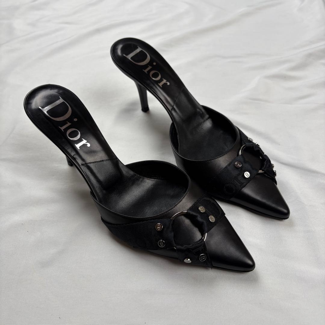 靴 Christian Dior bondage mules black