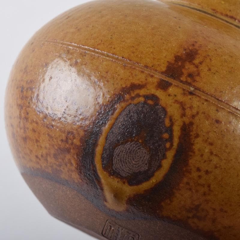 Pinoko平安　笹田有祥作　摸利休丸壷　茶入　仕覆付　共箱　V　7256