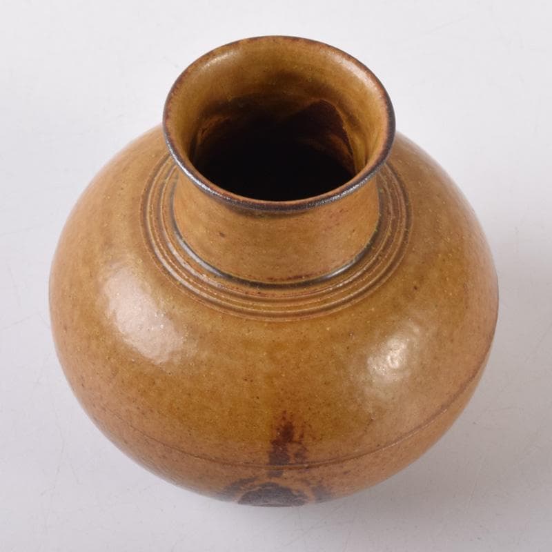 Pinoko平安　笹田有祥作　摸利休丸壷　茶入　仕覆付　共箱　V　7256