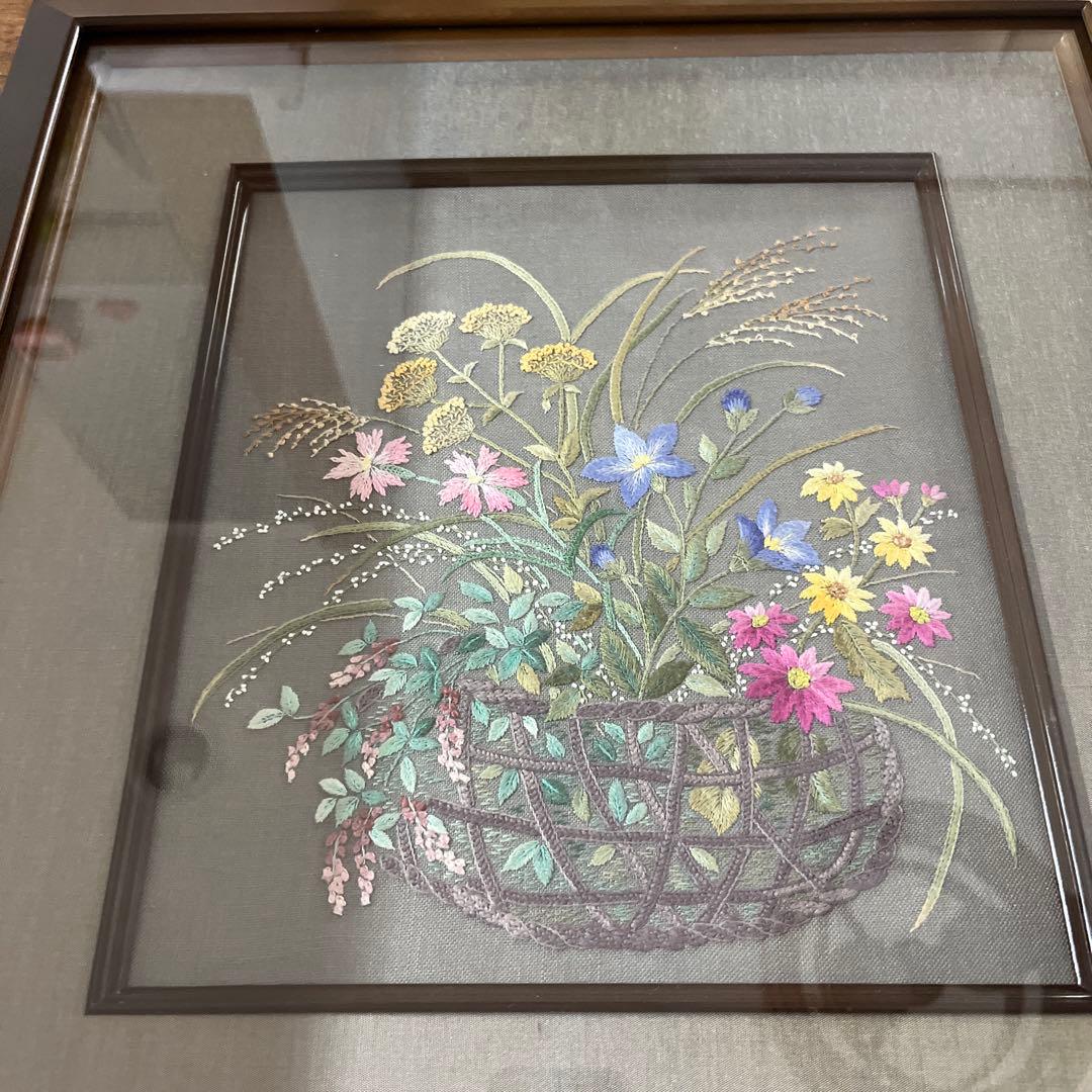 戸塚刺繍作品額　花籠
