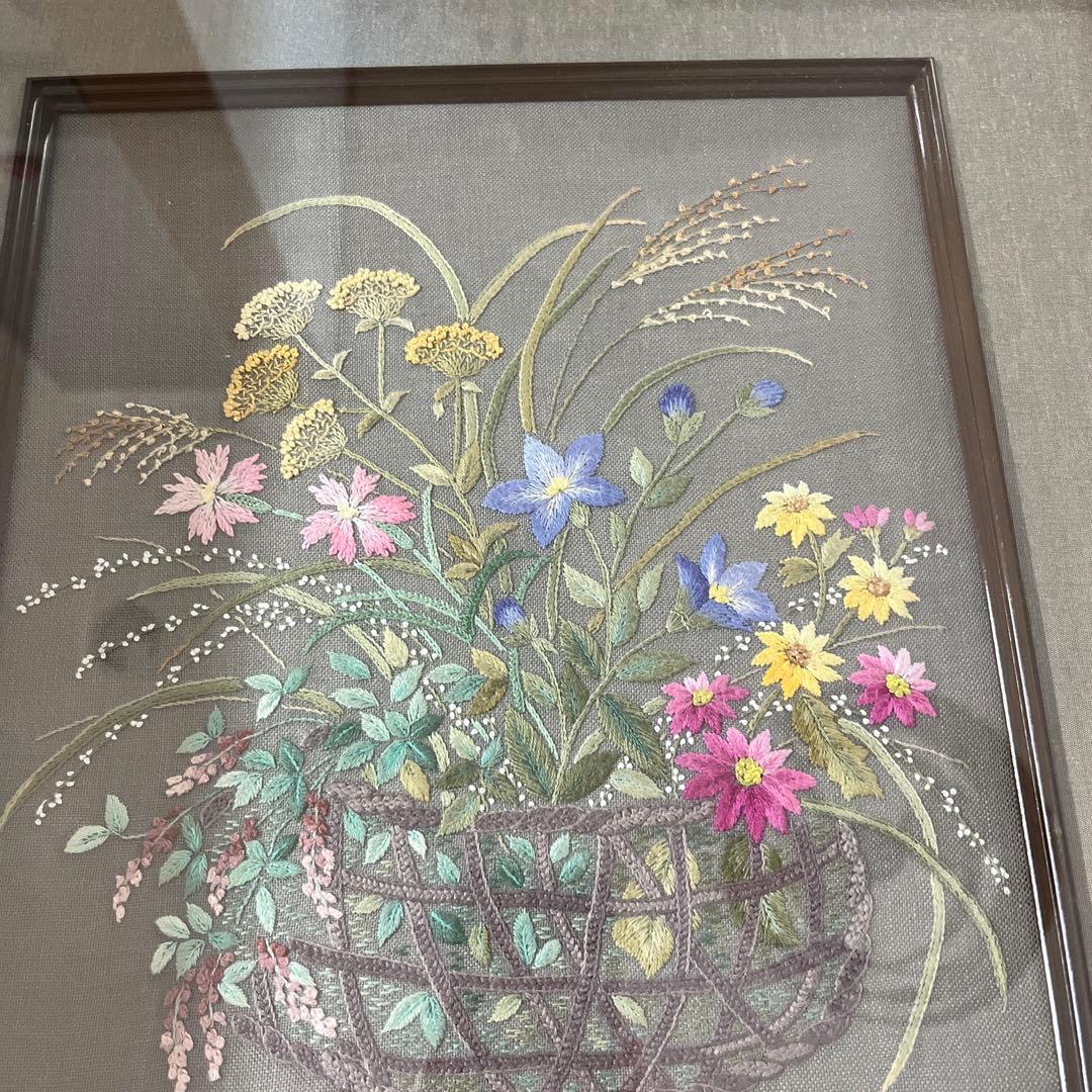 戸塚刺繍作品額　花籠