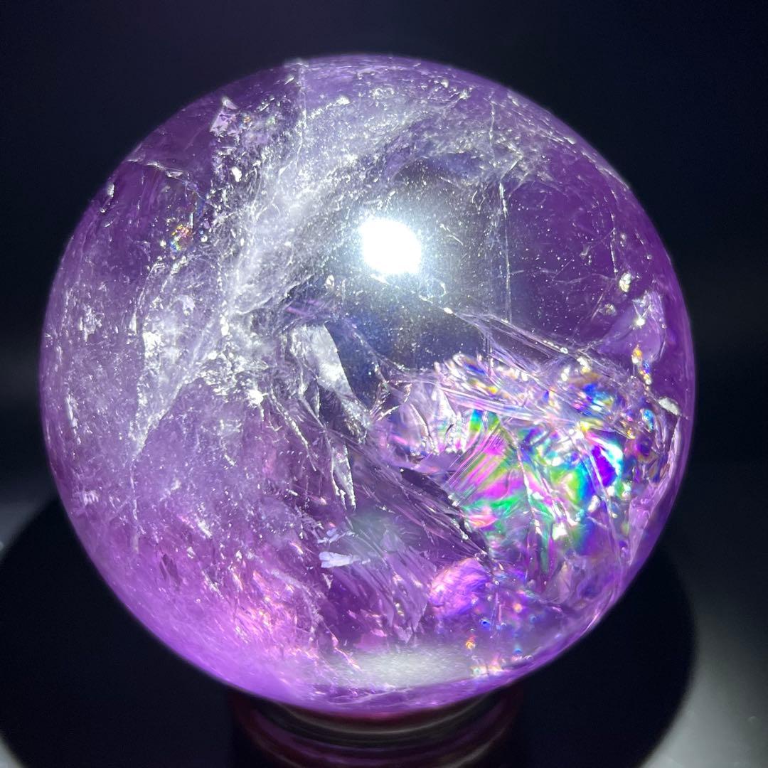✮美宝珠✮偉大なる迫力✮超美濃紫水晶✮レインボー アメジスト 丸玉 天然石 原石