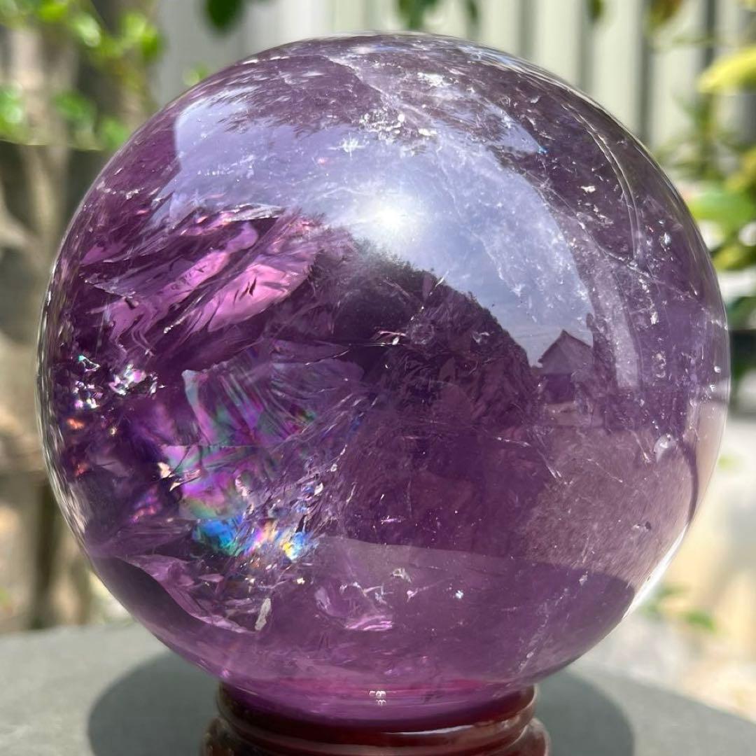 ✮美宝珠✮偉大なる迫力✮超美濃紫水晶✮レインボー アメジスト 丸玉 天然石 原石
