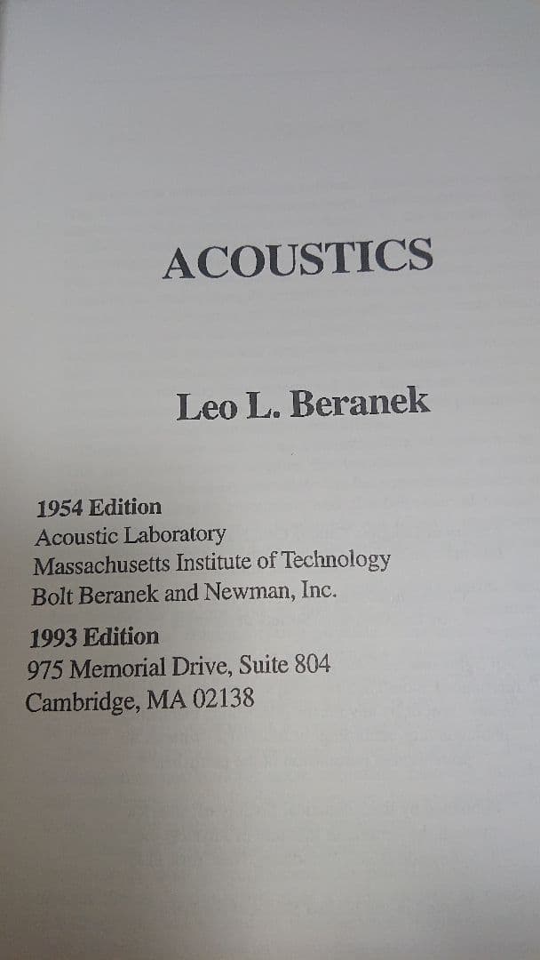 洋書 Acoustics Leo L.Beranek