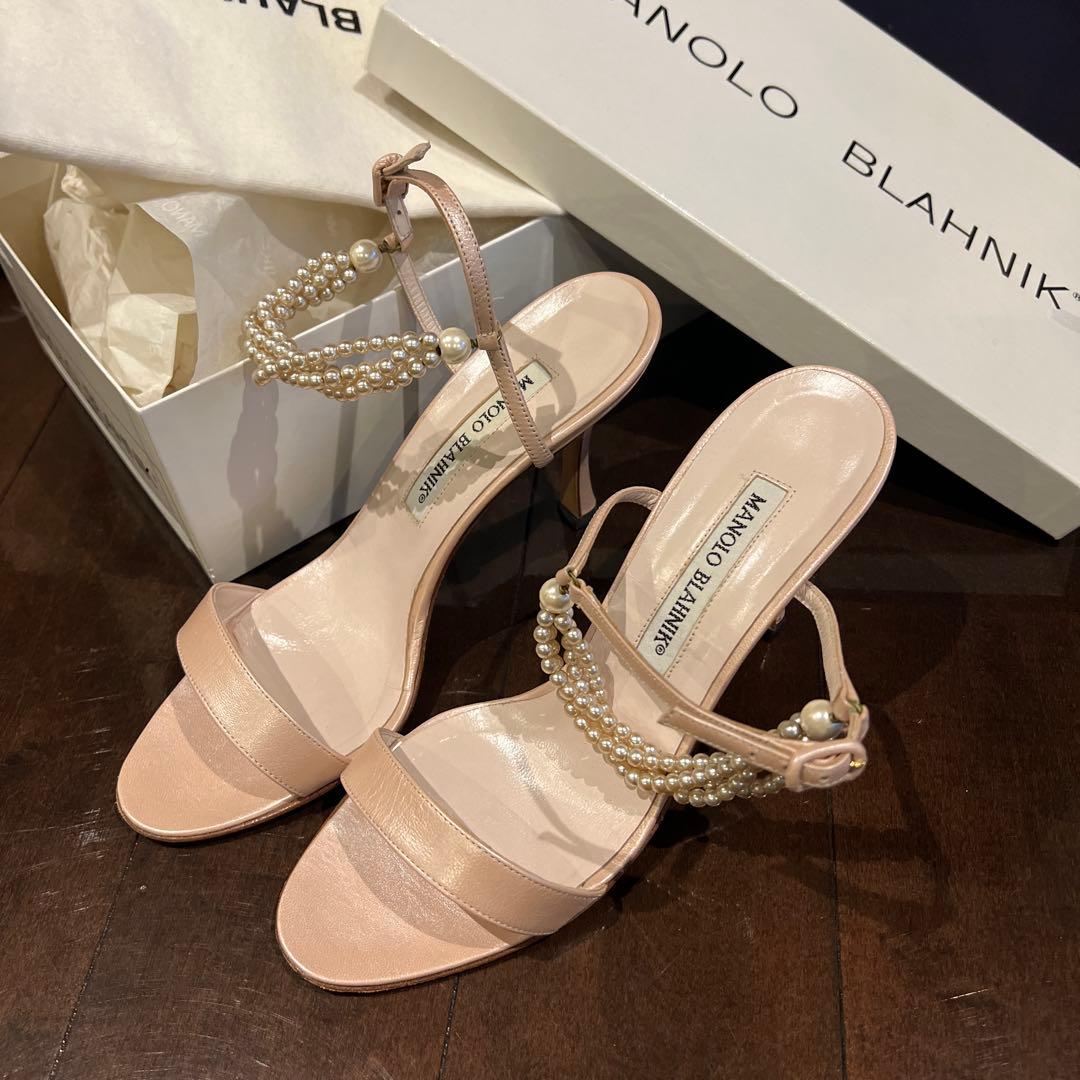 MANOLO BLAHNIK パールストラップサンダル 35.5