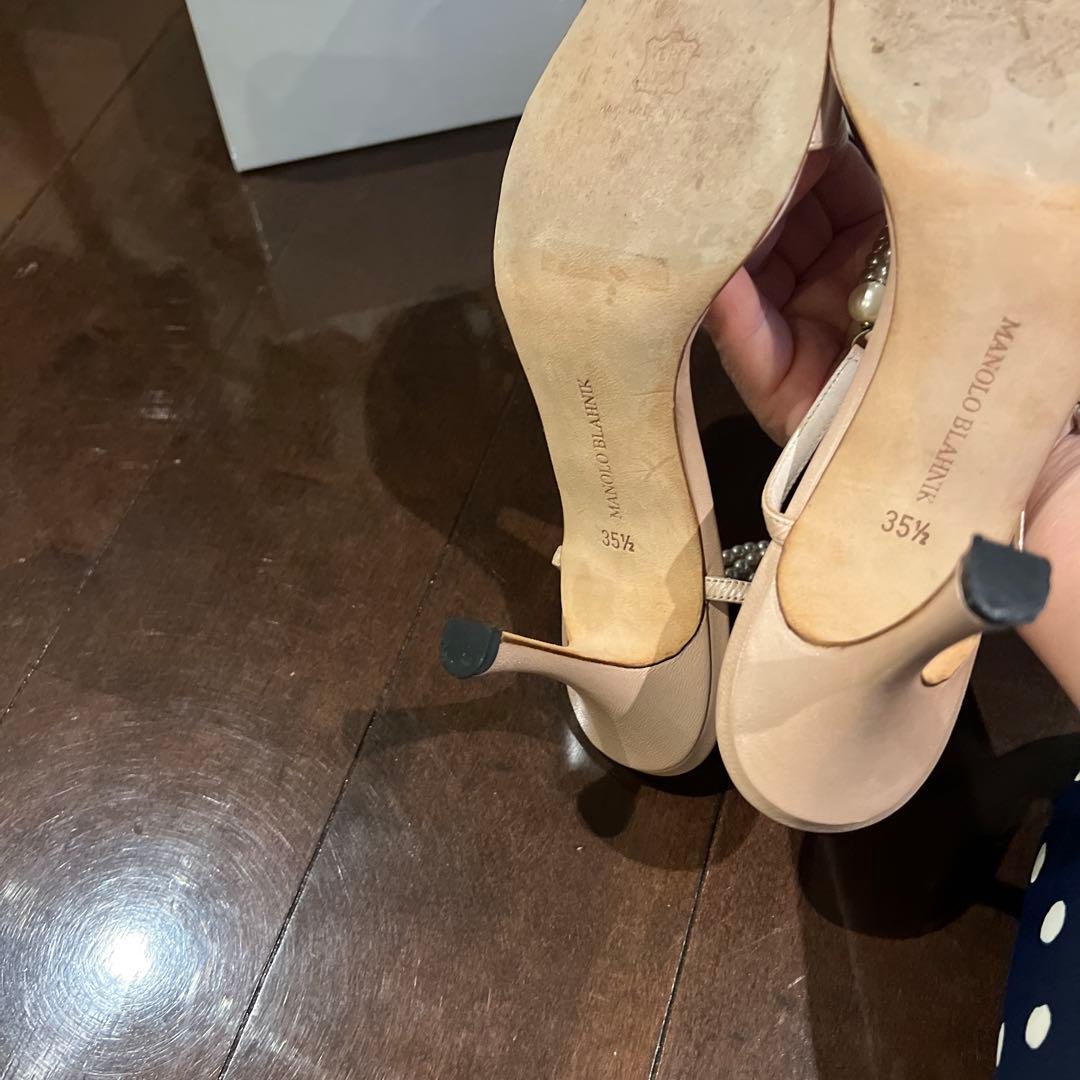 MANOLO BLAHNIK パールストラップサンダル 35.5