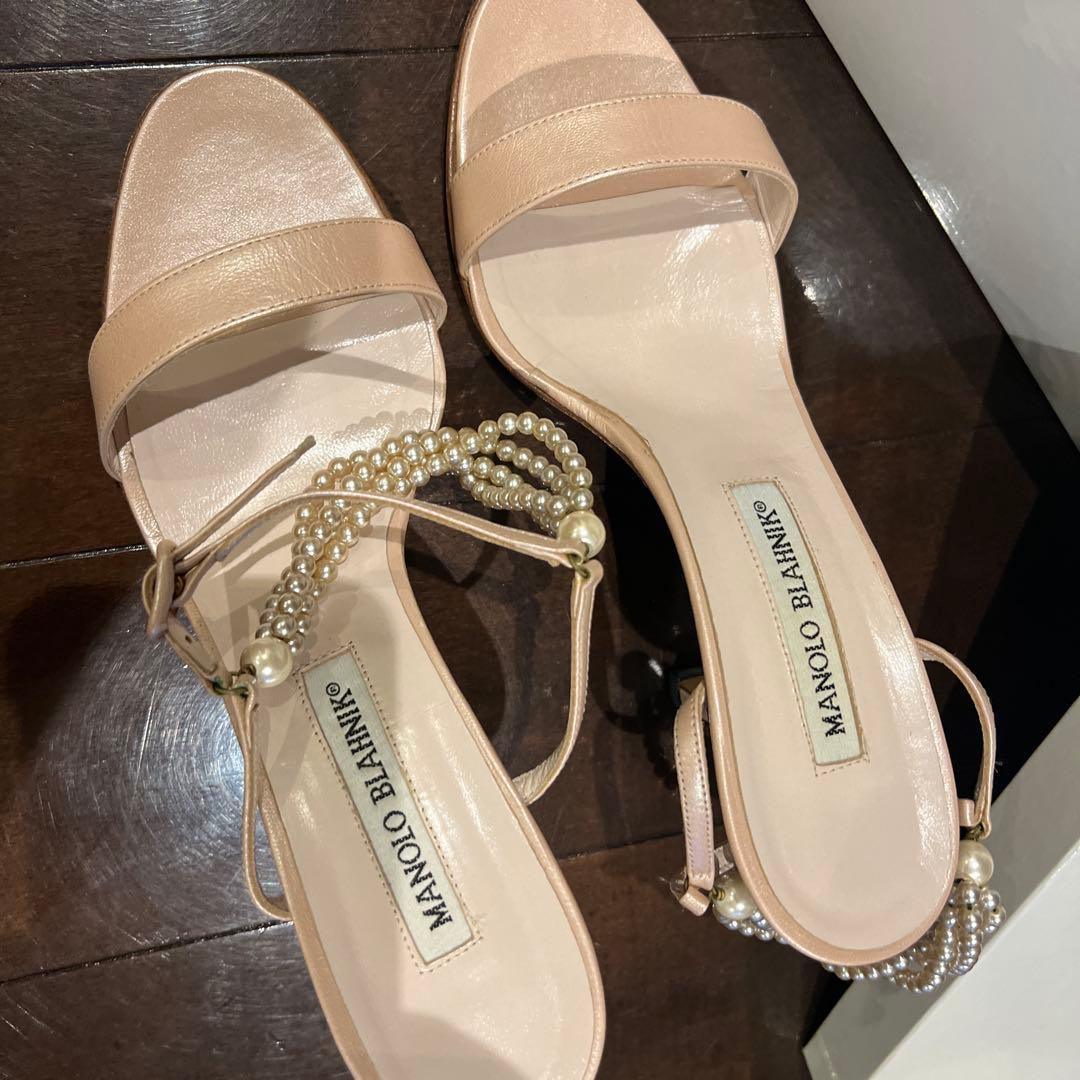 MANOLO BLAHNIK パールストラップサンダル 35.5