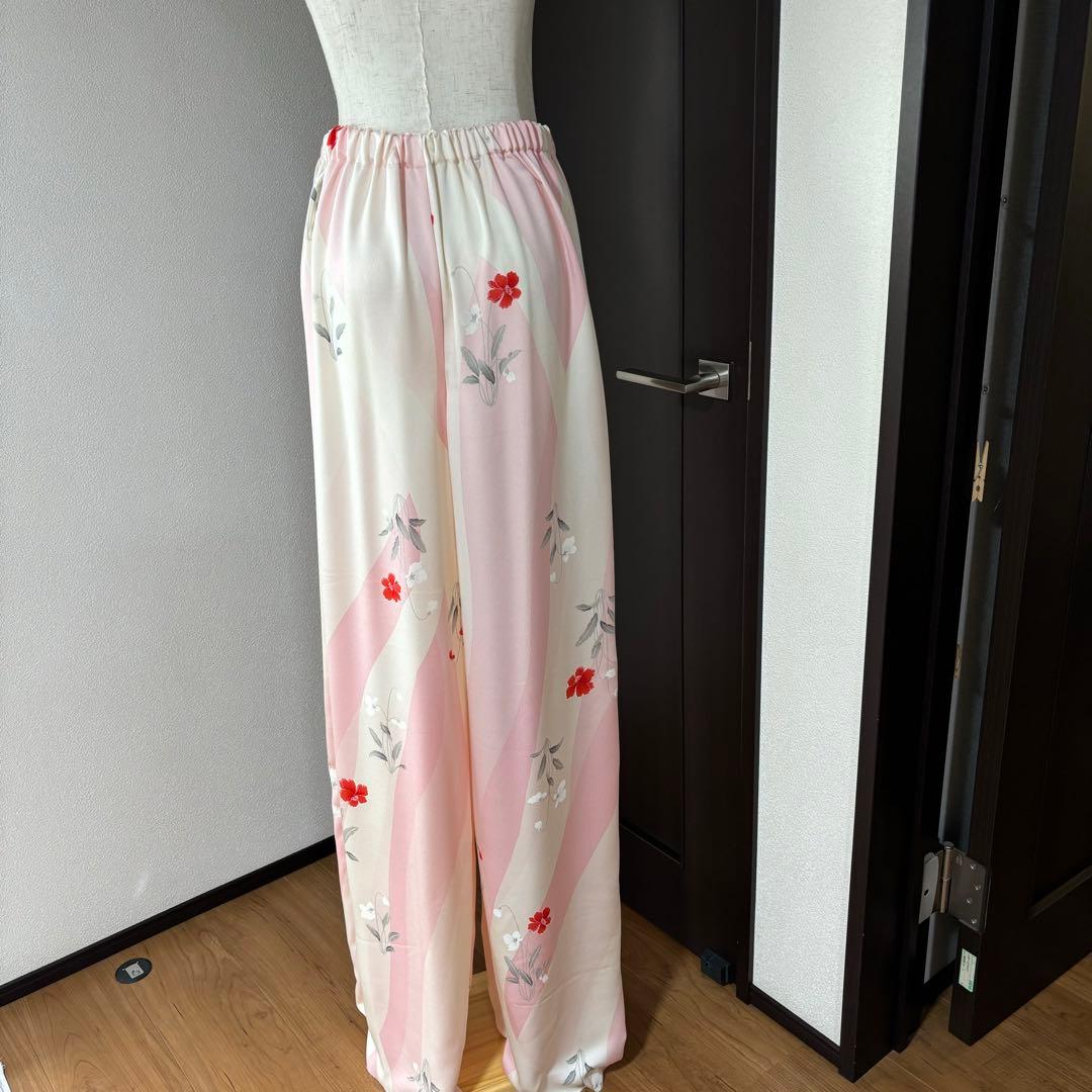 彩　着物リメイク♪華やかな和風アオザイ❣️花柄