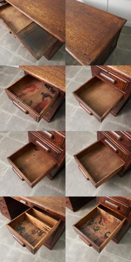 37441★英国 アンティーク 両袖 デスク オーク 書斎 机 クラシック