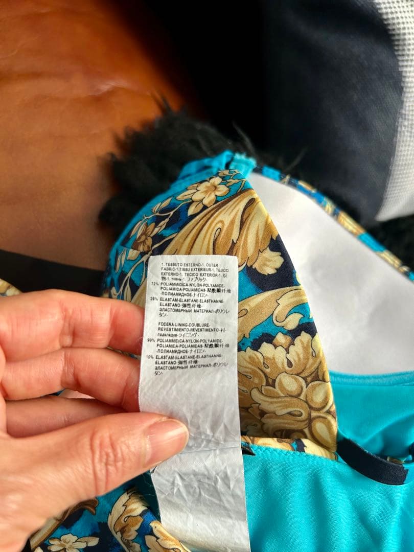 Gianni Versace ヴェルサーチ青と金の花柄　ビキニ　美品　XS/S