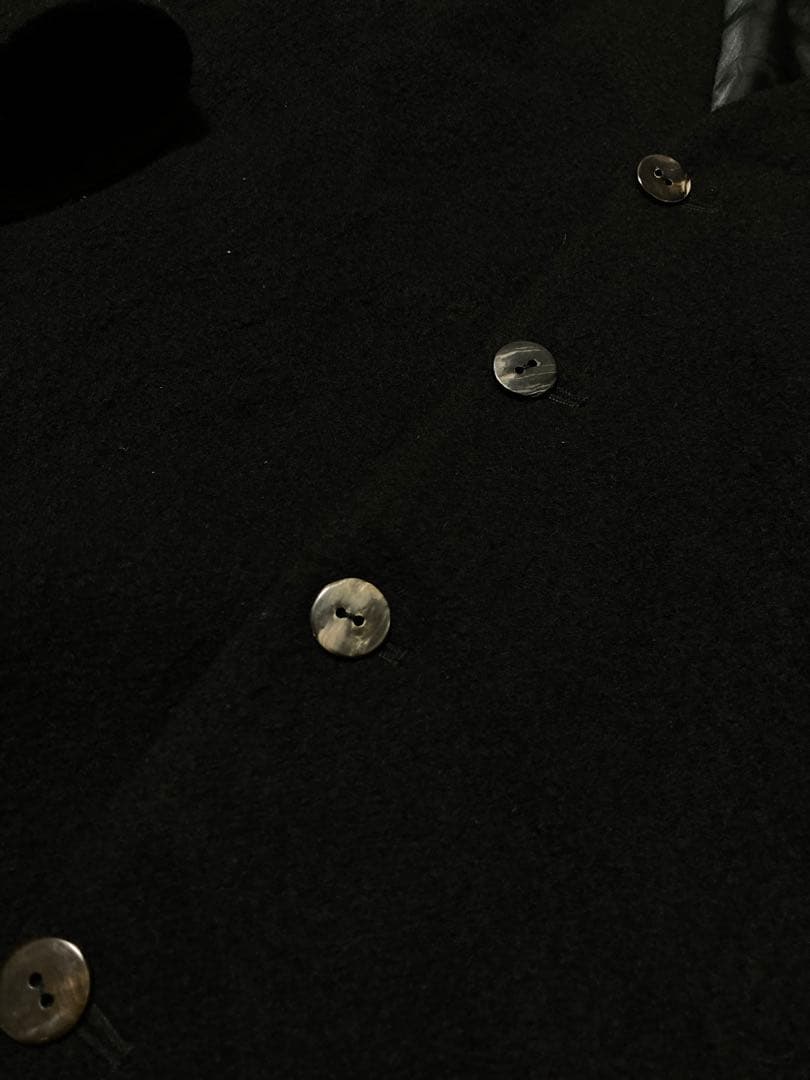 kujaku クジャク　ノーカラー　ウール　コート　ブラック　サイズ1