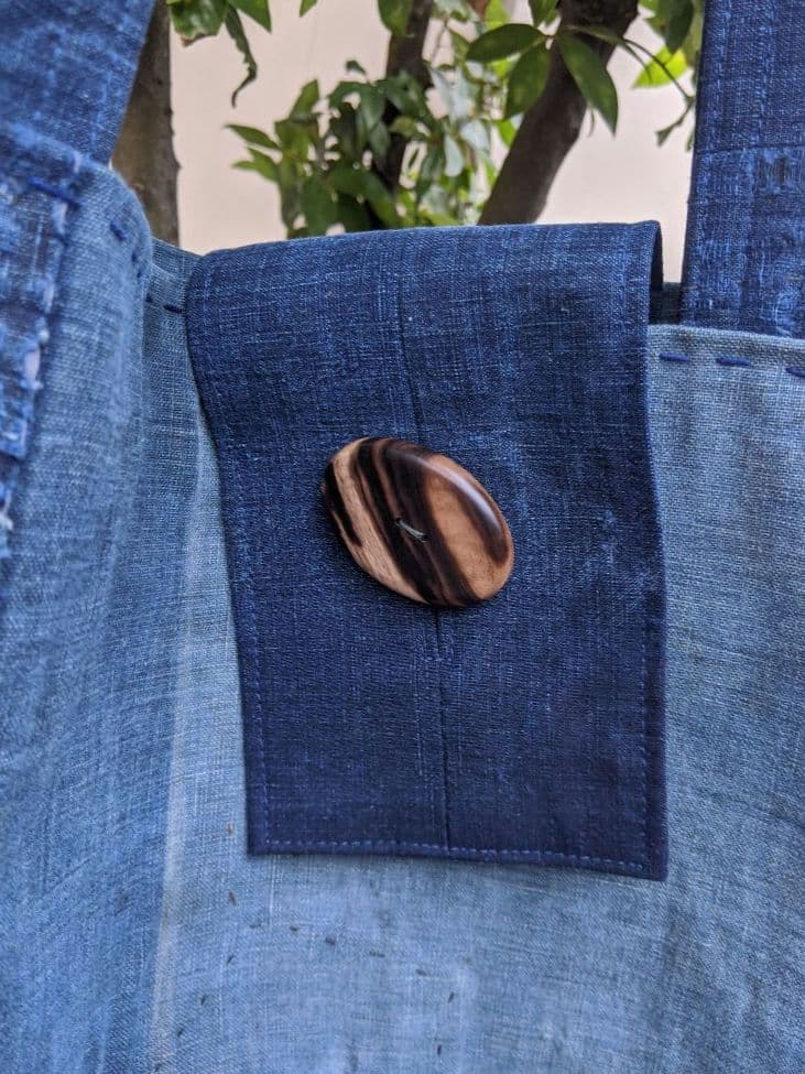 古布リメイクバッグ／襤褸／藍染／刺し子／大きめバッグ／パッチワーク／ショルダー