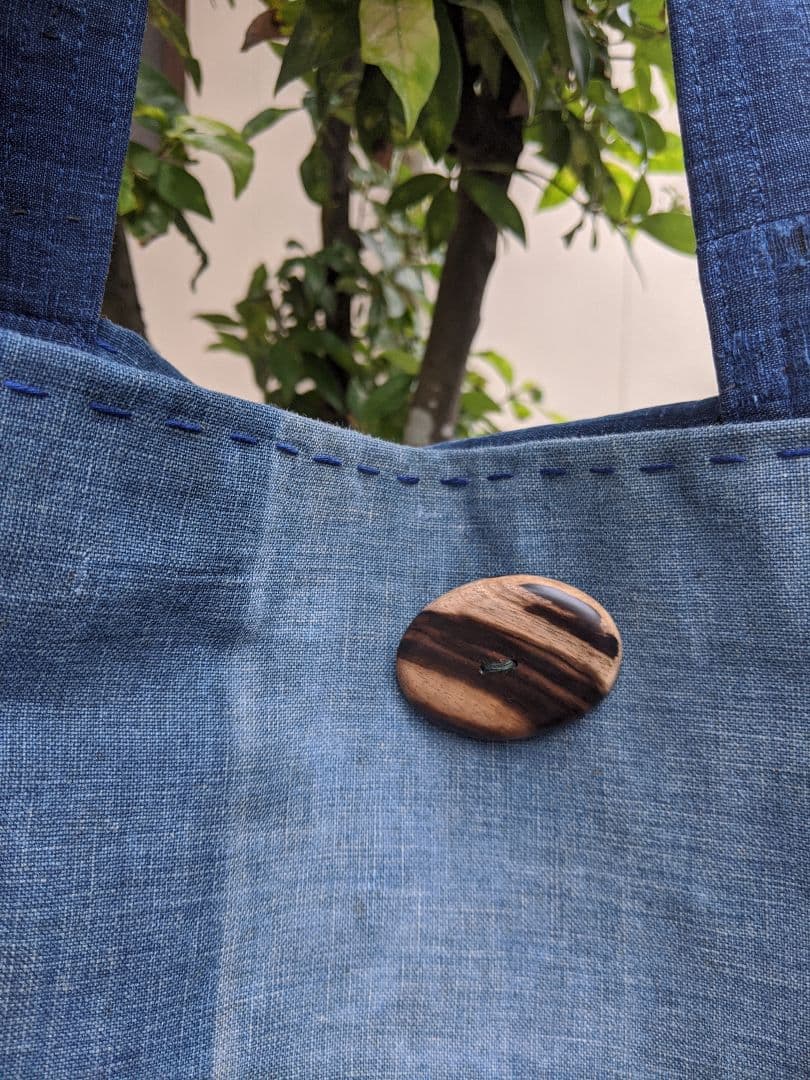 古布リメイクバッグ／襤褸／藍染／刺し子／大きめバッグ／パッチワーク／ショルダー