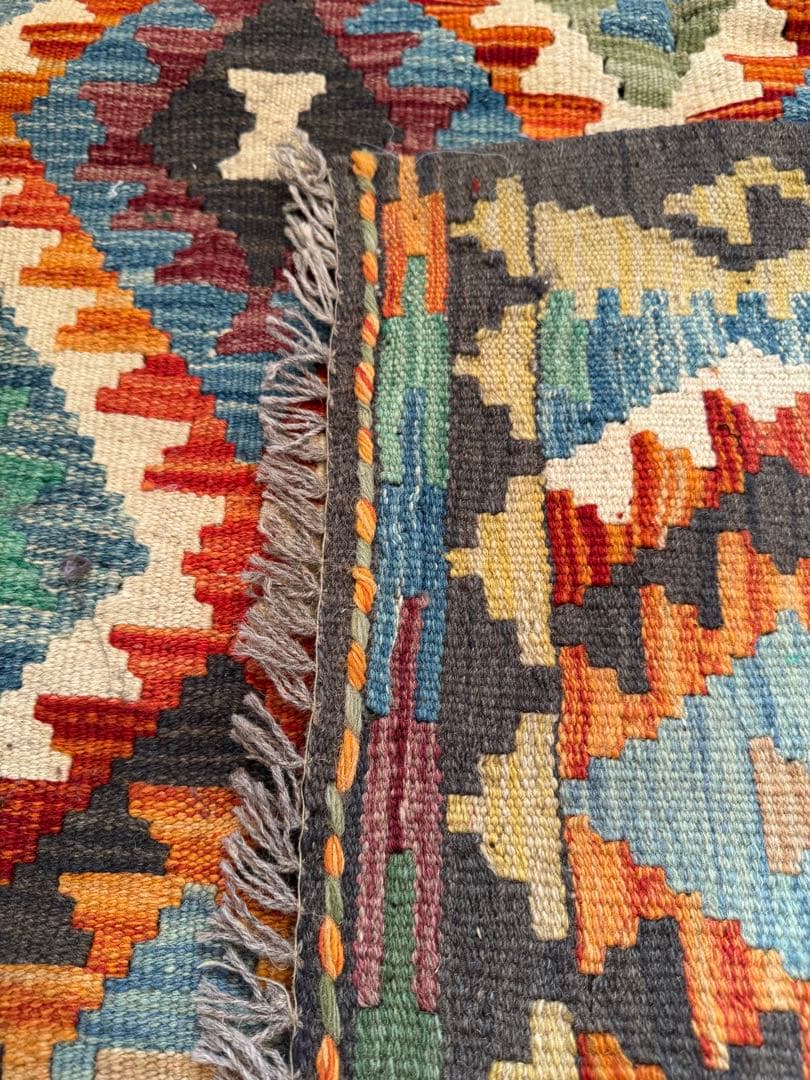 Vol.4アフガニスタン　遊牧民　手織りキリム　アクセントラグ　128×88②