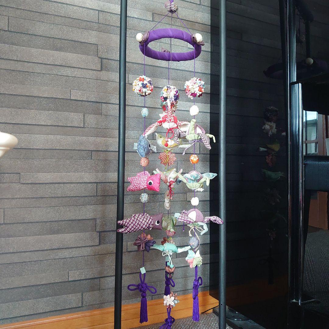 【高級】端午の節句　吊るし飾り　鯉のぼり　台付き　一点物