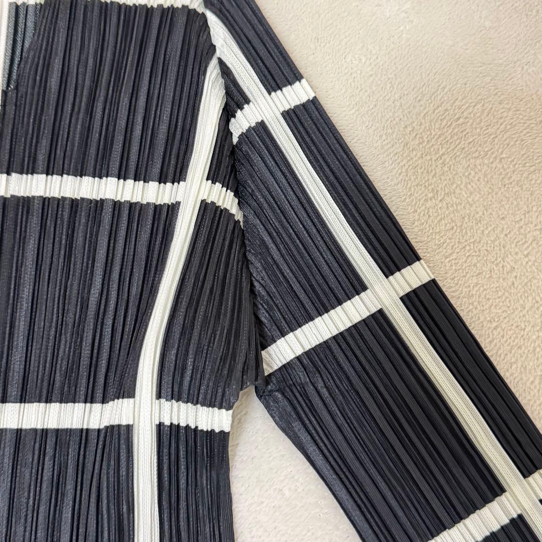 極美品✨PLEATS PLEASE チュニック　長袖　黒　白　Lサイズ