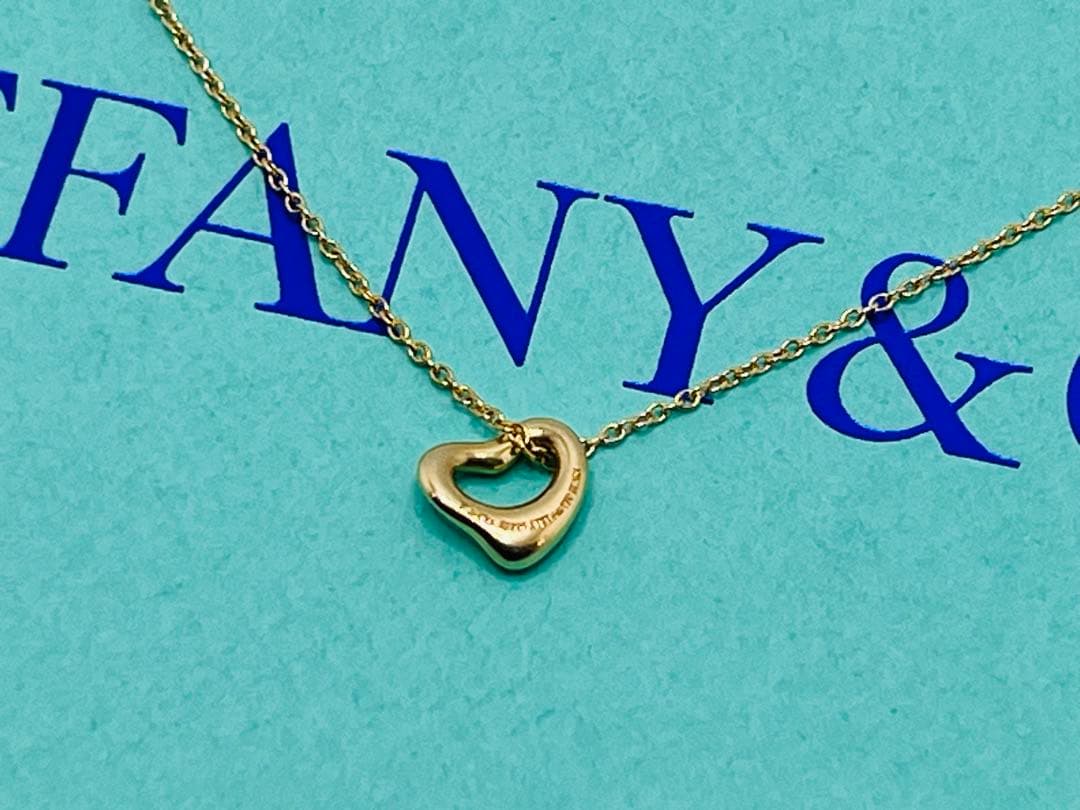 c614 美品　ティファニー　オープンハート　ネックレス　750 ゴールドK18