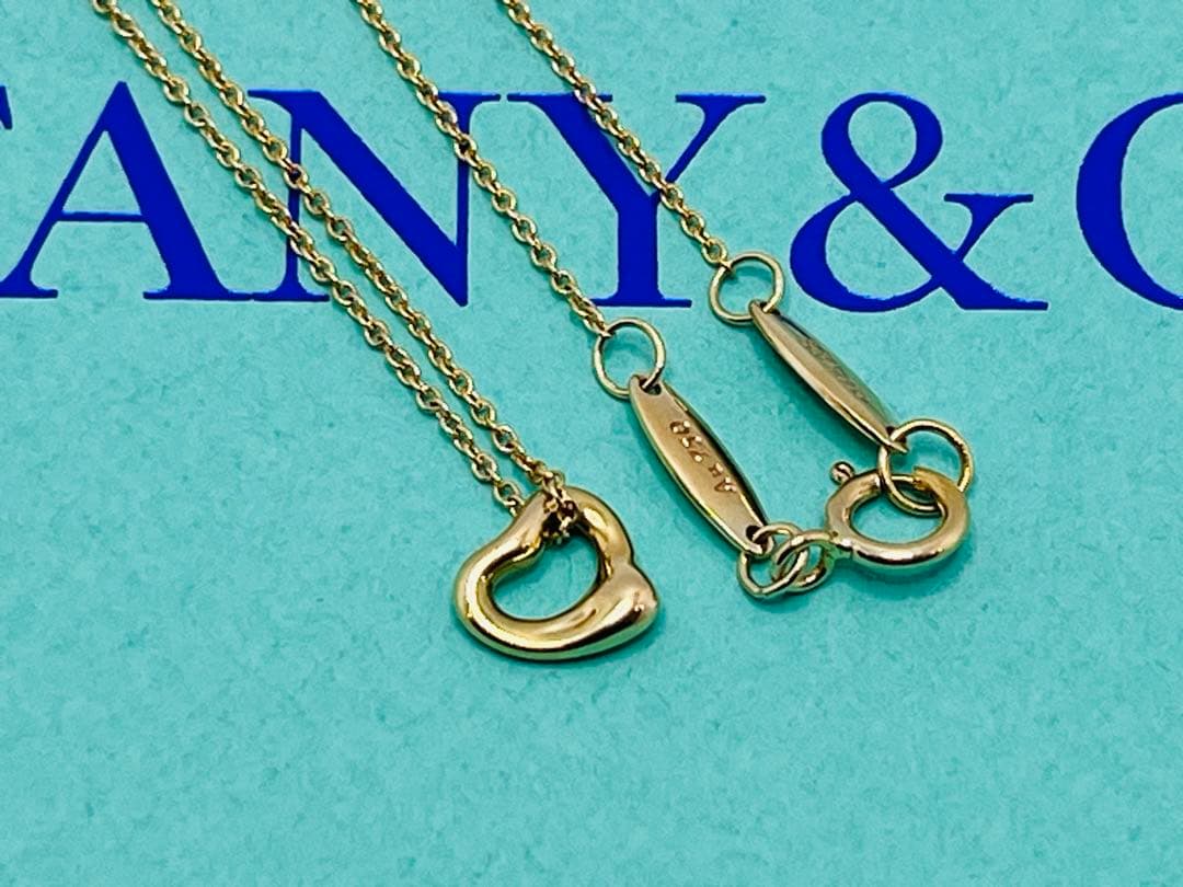 c614 美品　ティファニー　オープンハート　ネックレス　750 ゴールドK18