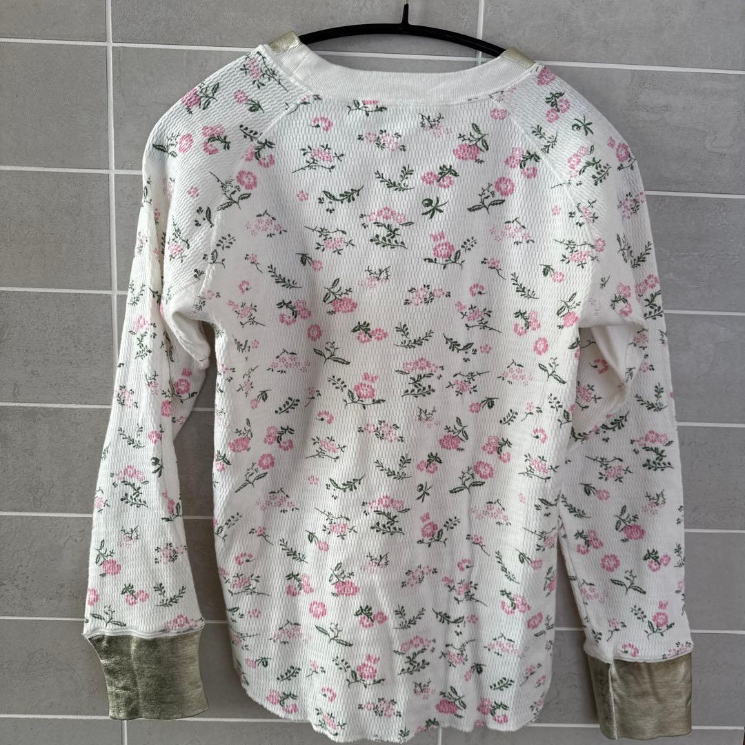 YUKI FUJISAWA サーマル　長袖　フラワープリント 箔プリント