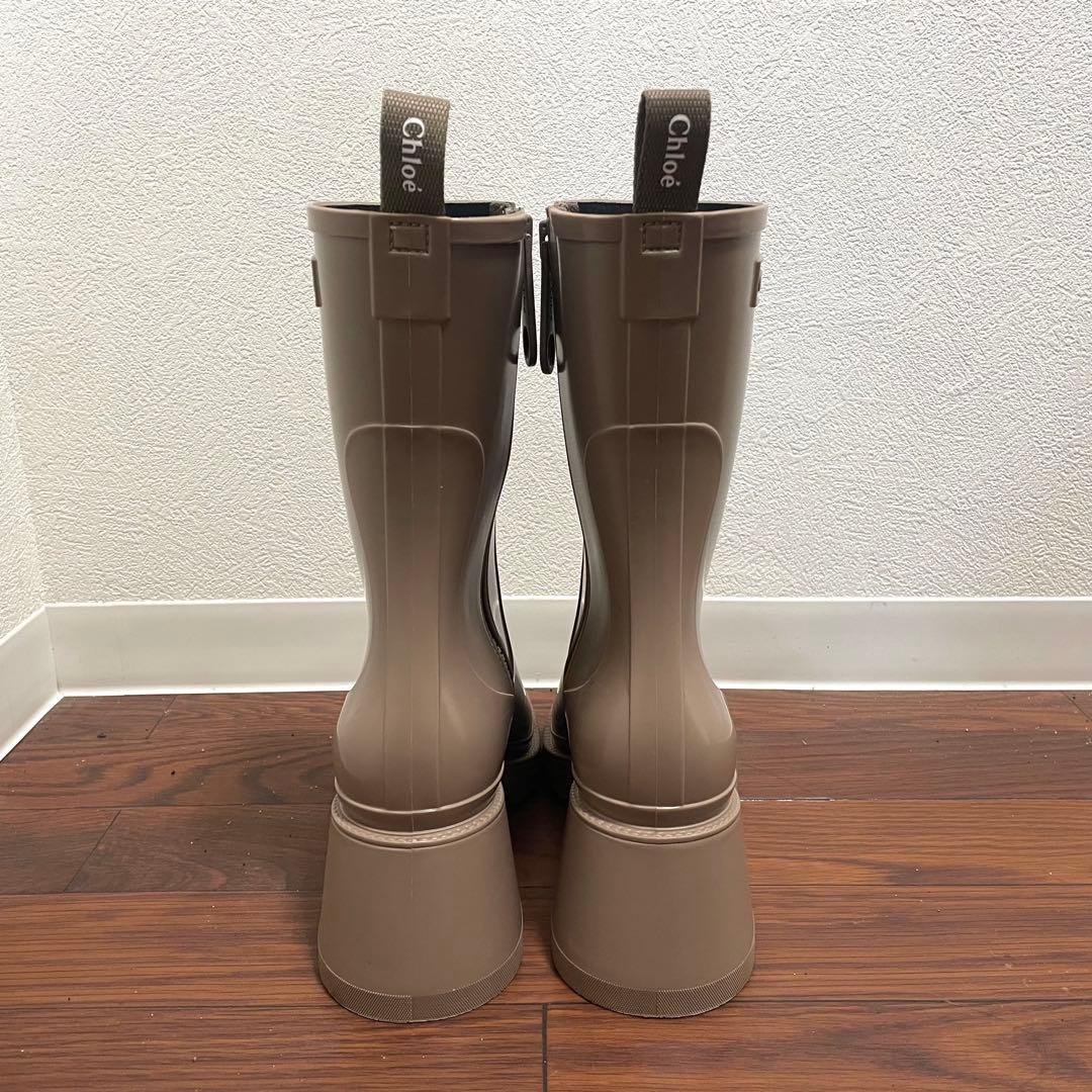 美品クロエ CHLOE BETTY ベティ レインブーツ 長靴 ラバー ベージュ