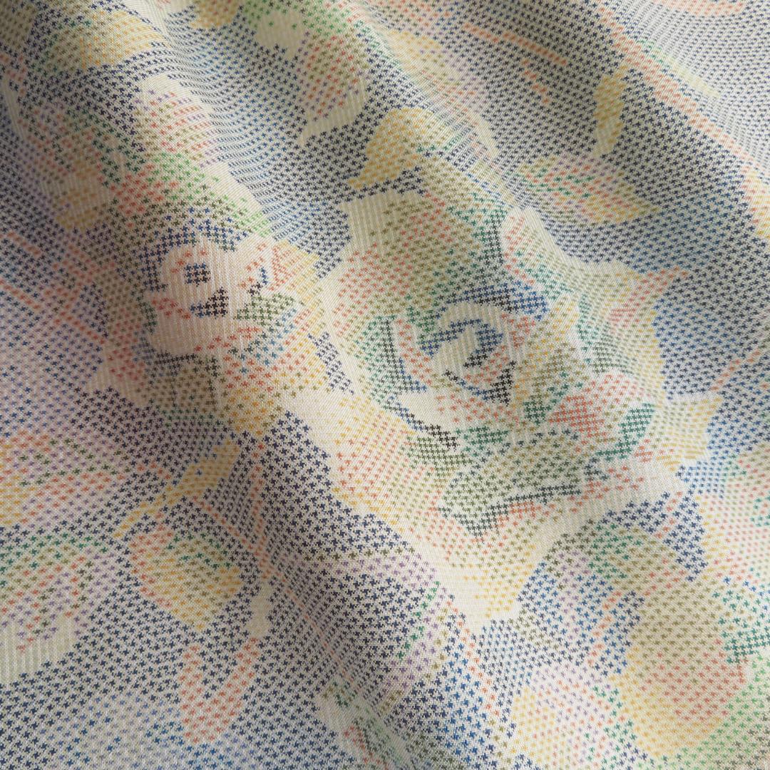 着物リメイク　大島紬　シャツワンピース　マキシ　ロング　バルーン　パフスリーブ