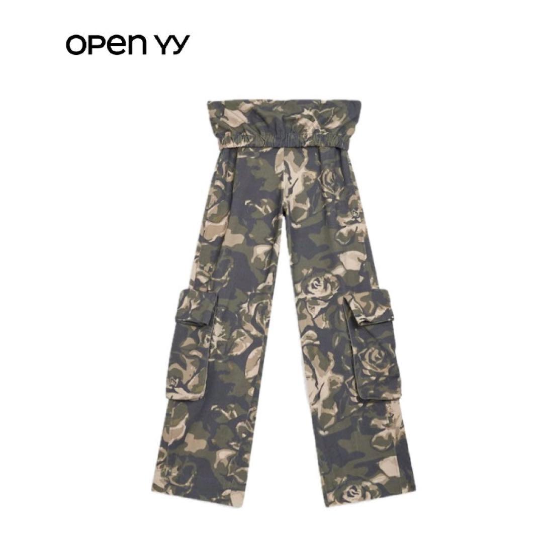 【Open Yy】CAMO ROLLED WAIST CARGO PANTS