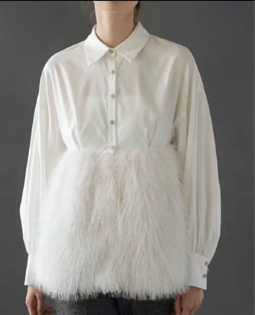 トップス Acka. fur docking shirt