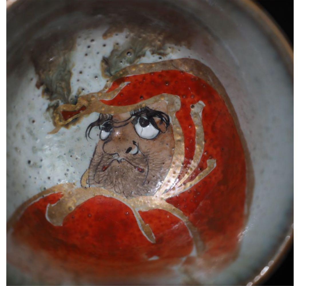 送料無料　九谷焼　九谷納？造　達魔文酒器　時代物　希少