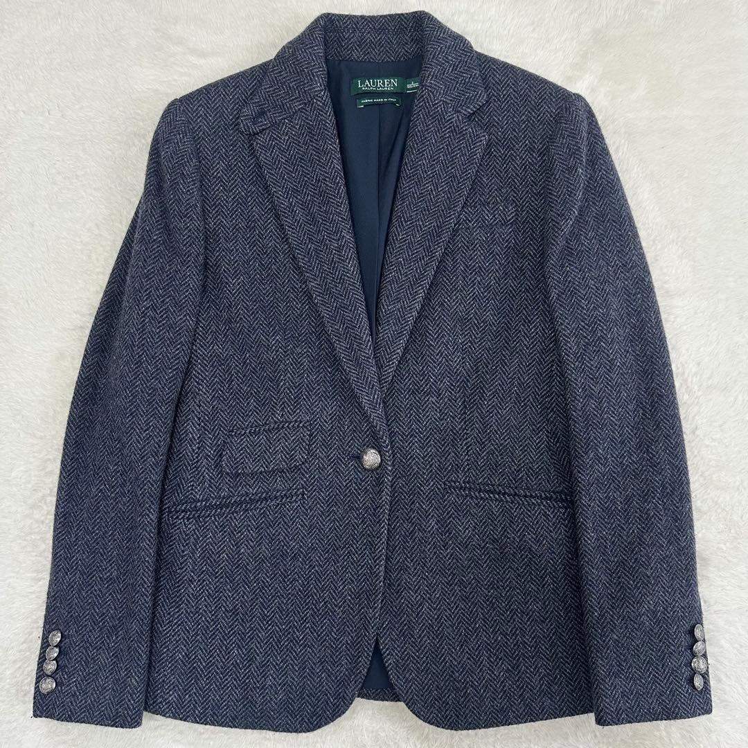美品✨ローレンラルフローレン　テーラードジャケット　ヘリンボーン　銀ボタン　2