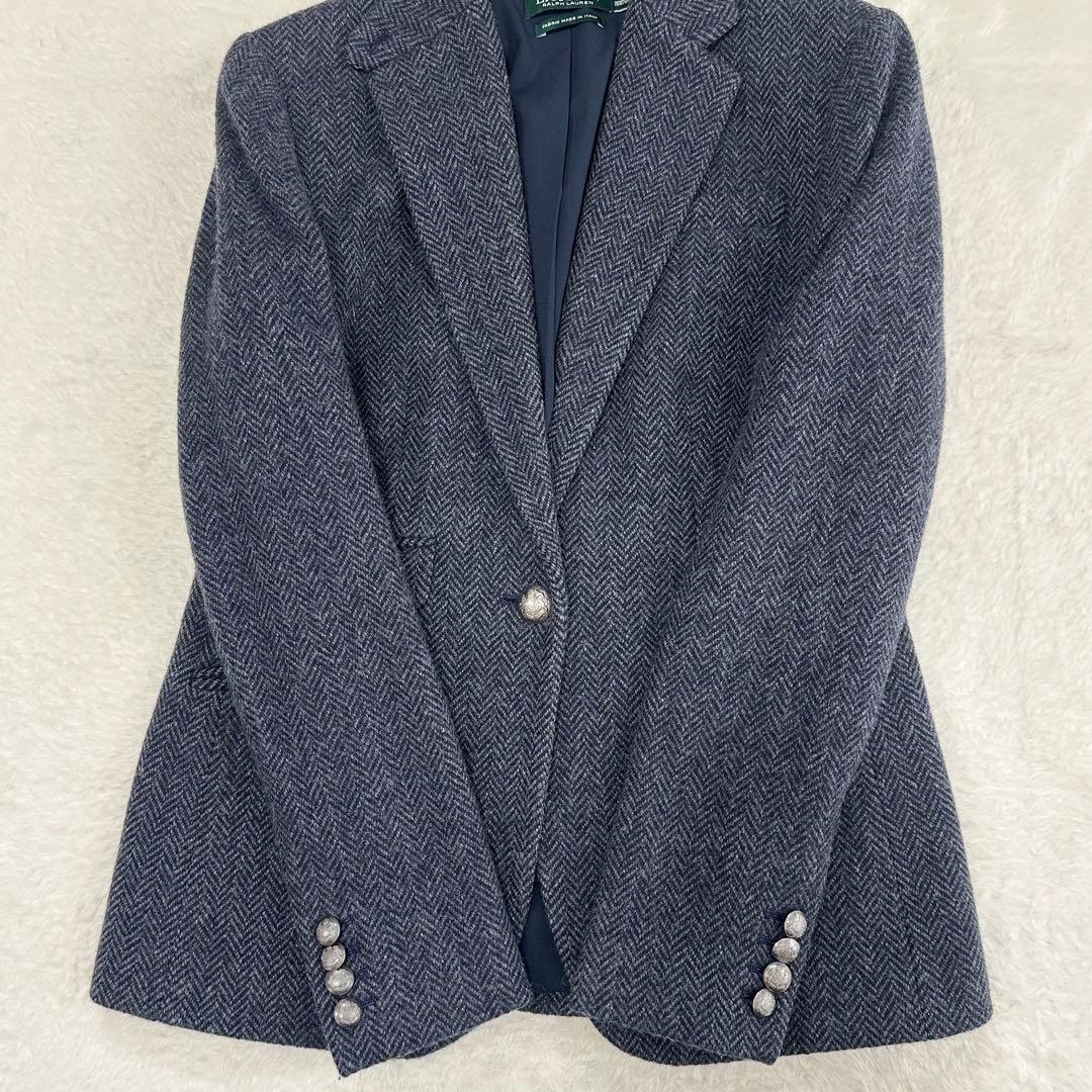美品✨ローレンラルフローレン　テーラードジャケット　ヘリンボーン　銀ボタン　2