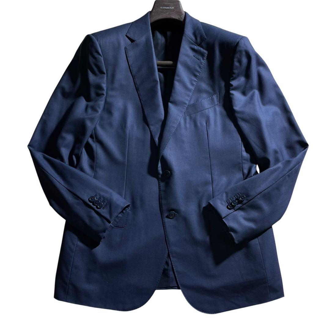 極美品 ゼニア トロフェオ600 シルク混 スーツ 52 XL 紺 大丸京都店