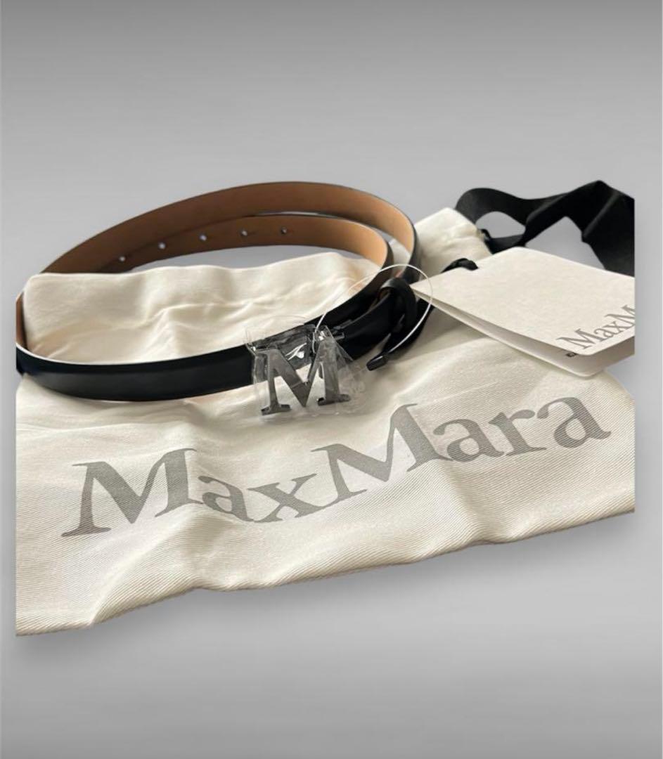赤字値段【正規品】完売品！MaxMara ブラックレザーベルトS 定価4万弱