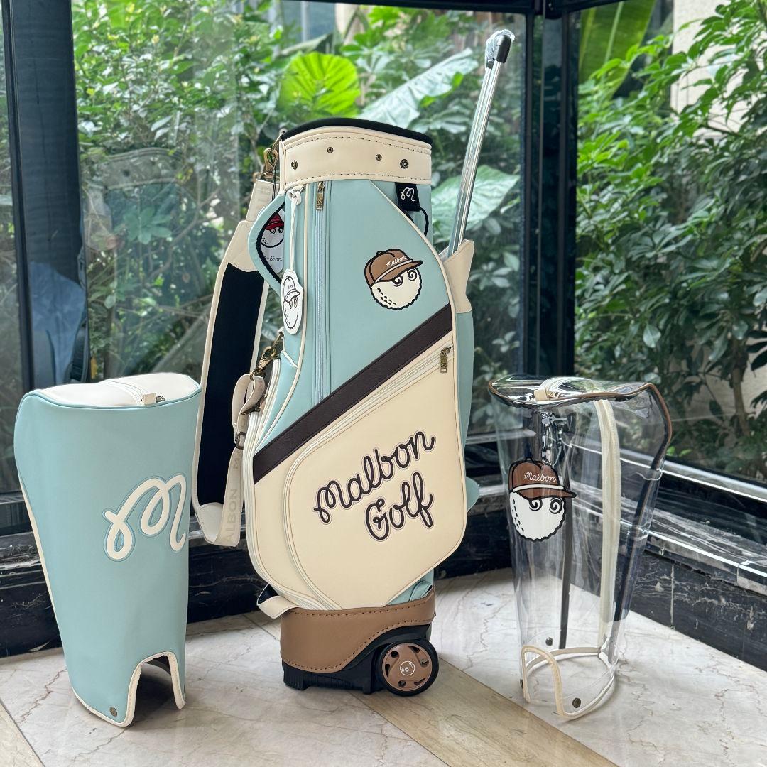即発送現品限★Malbon Golf キャディバッグ ベージュキャスター付き
