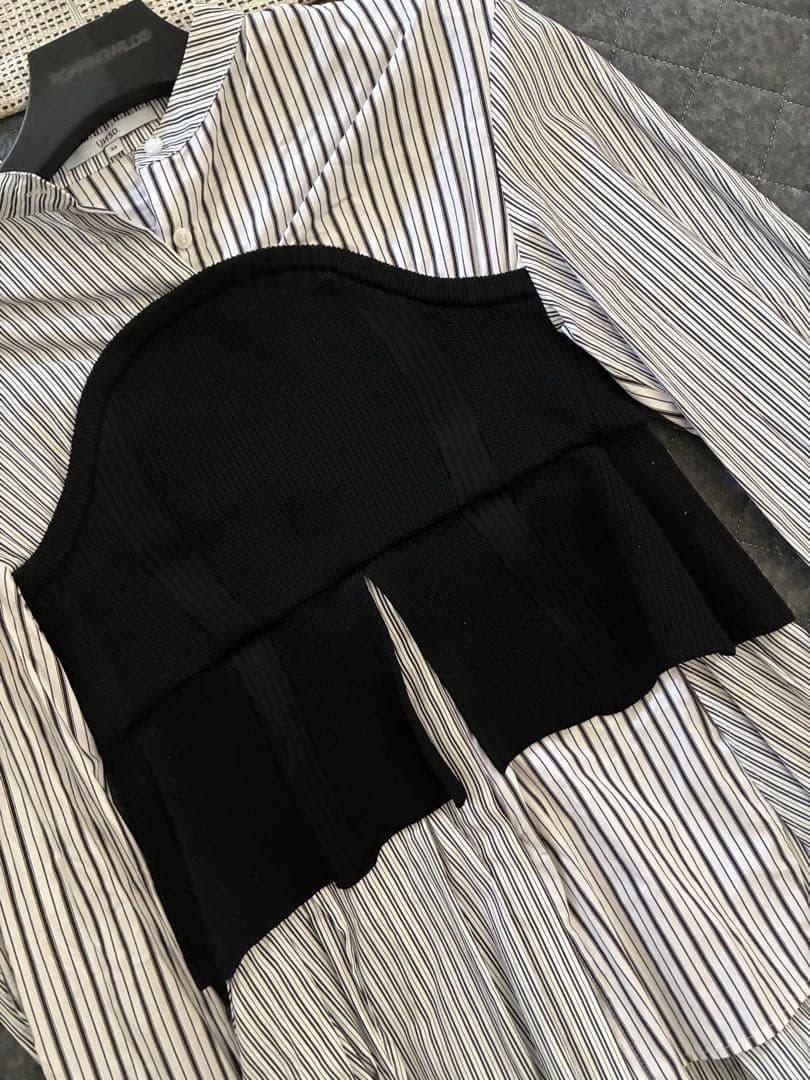 Un3dストライプビスチェ付きシャツ